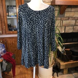 J.Jill SIZE MEDIUM NAVY BLUE TOP W/3/4 SLEEVES LINED IN LIKE NEW CONDITION.
